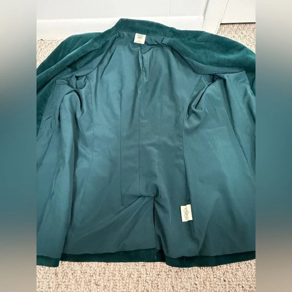 Matilda Jane Good Hart Double-Breasted Velvet dark green Women's Blazer size S - Picture 7 of 9